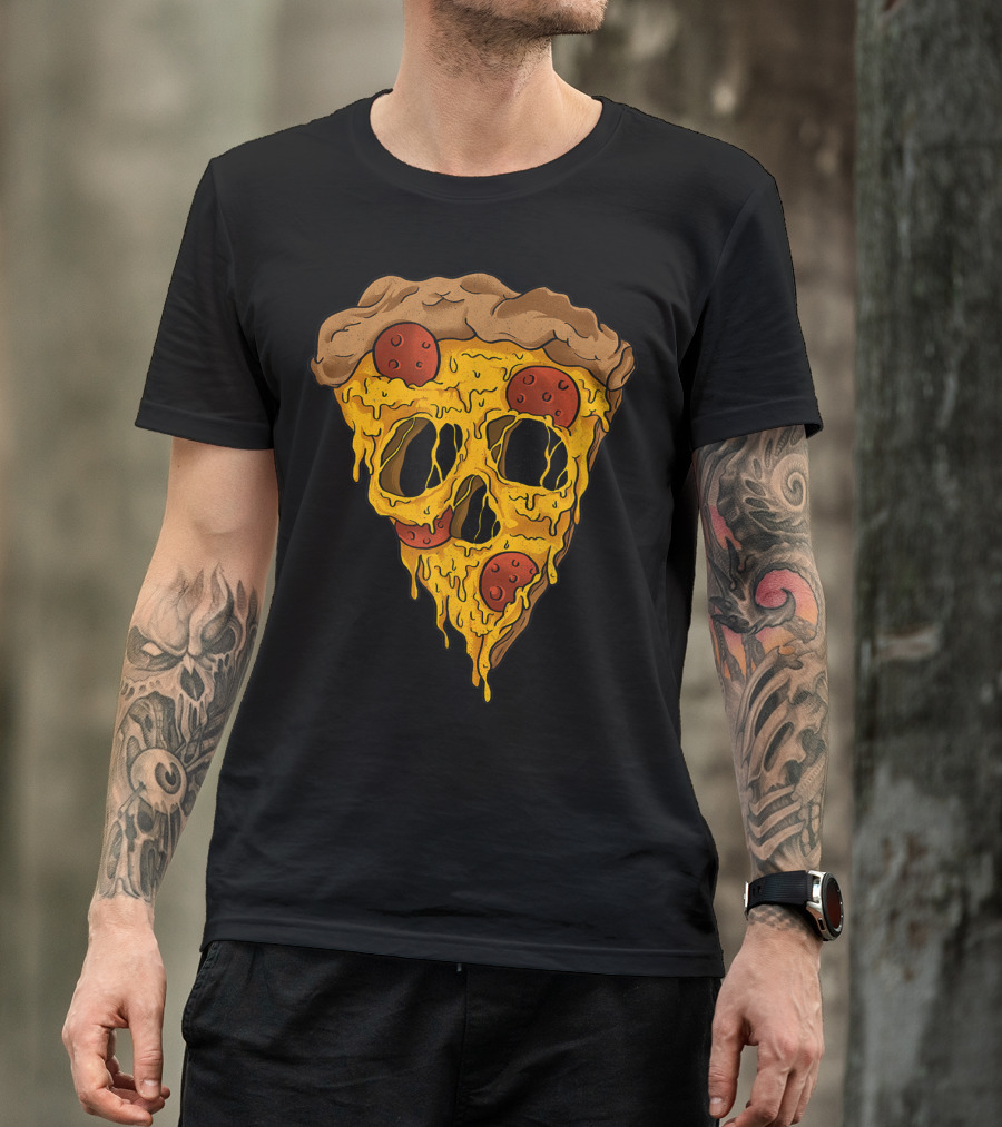 Halloween Zombie Pizza Skull Pizza Slice T-Shirt