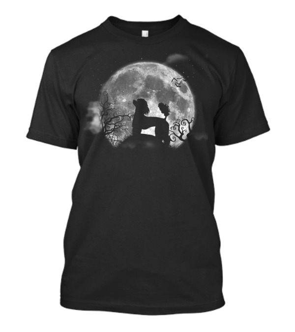 Poodle And Moon Halloween Funny Dog Under Spooky Full Moon T-Shirt