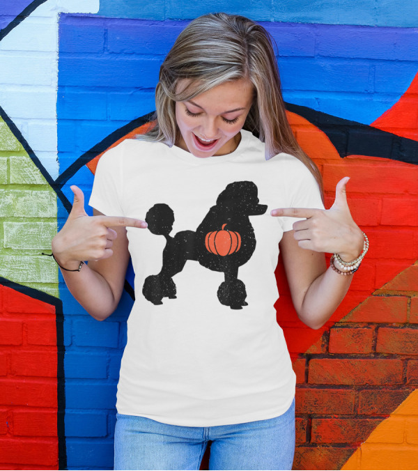 Poodle With Pumpkin Silhouette Halloween T-Shirt