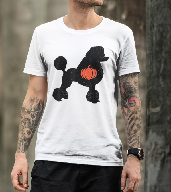 Poodle With Pumpkin Silhouette Halloween T-Shirt