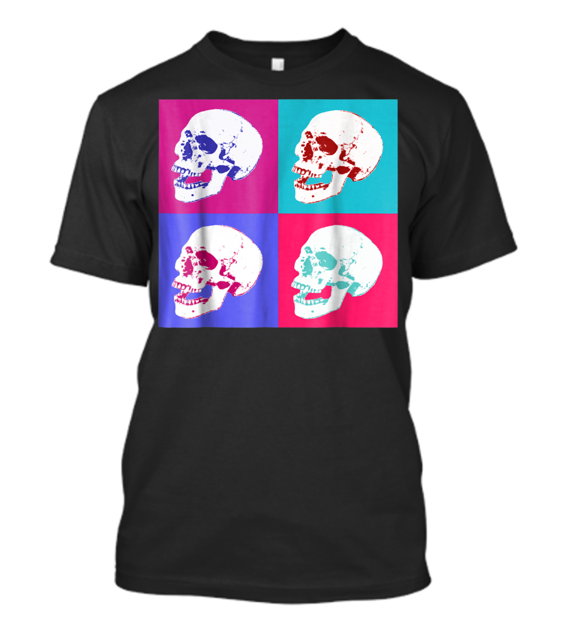 Pop Art Colorful Skull Warhol Style Quadrant T-Shirt