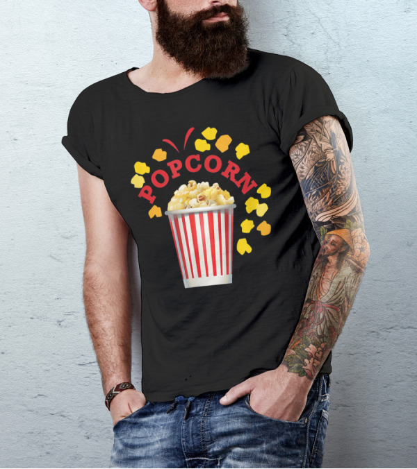 Popcorn Red And White Striped Bucket Halloween Costume Fun Group Food Items T-Shirt