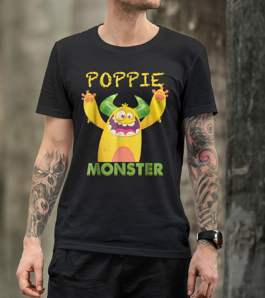 Poppie Monster Scare Up Some Fun With Yellow Horned Creature T-Shirt