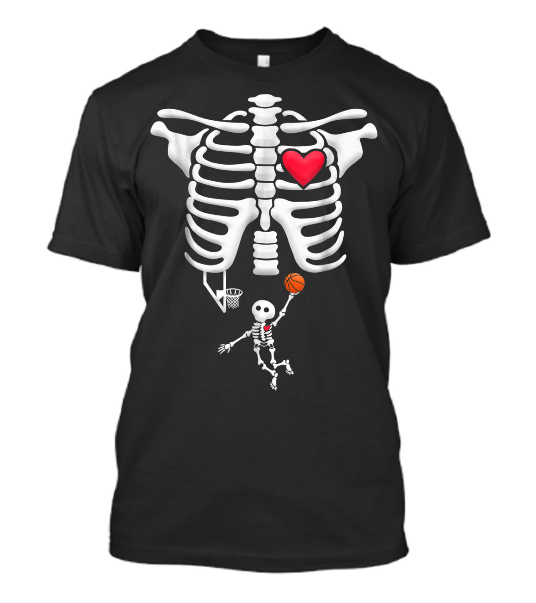 Pregnancy Skeleton Heart Basketball Baby Dunk T-Shirt