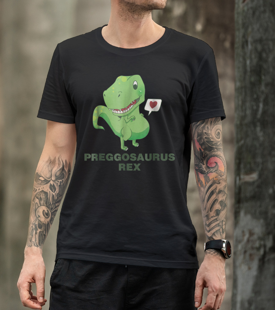 Preggosaurus Rex Funny Dinosaur Heart Speech Bubble T-Shirt