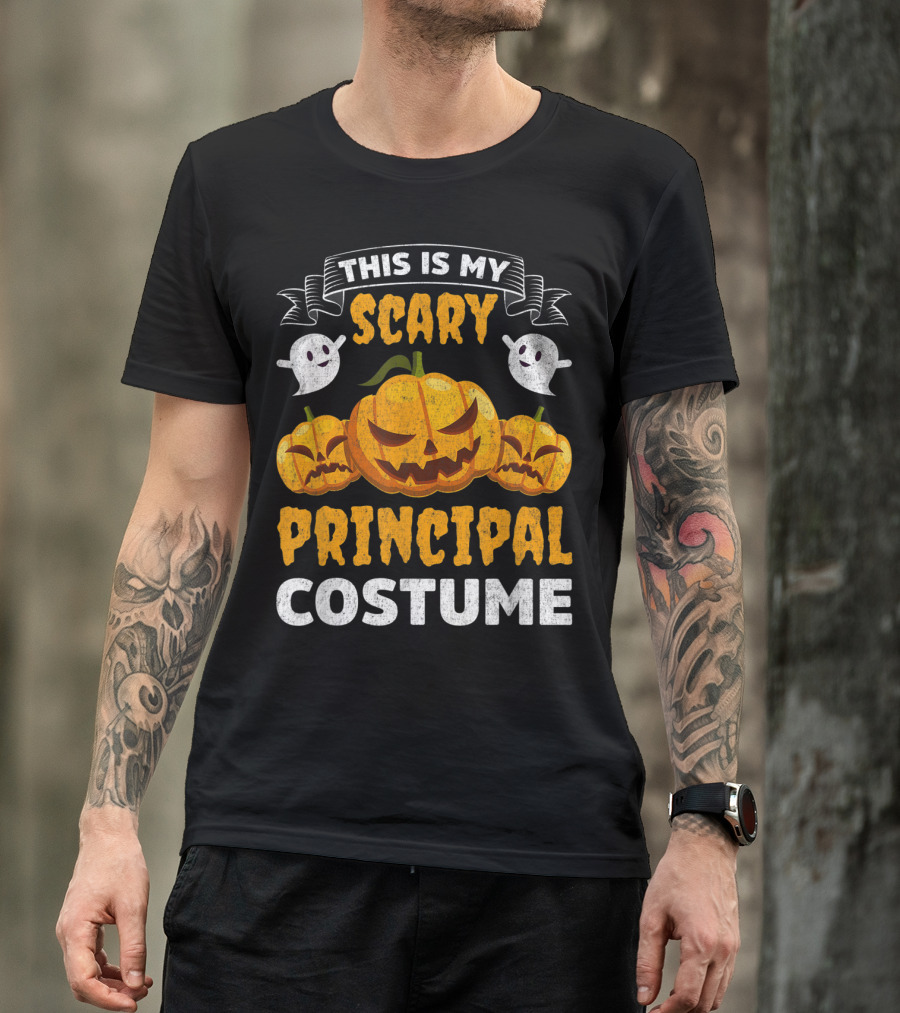 This Is My Scary Principal Costume Halloween Pumpkins Ghosts T-Shirt