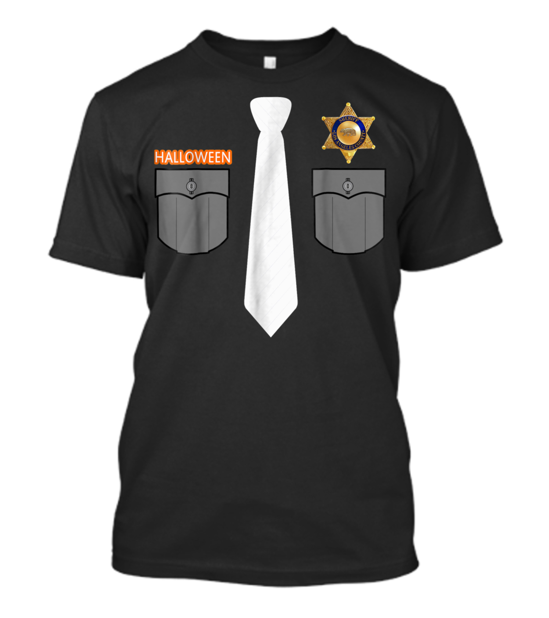 Prison Guard Correctional Officer Halloween Costume Badge Tie T-Shirt