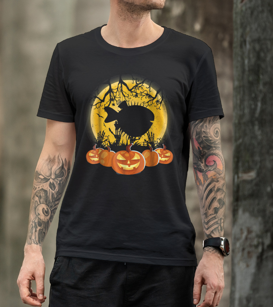 Puffer Fish Pumpkin Halloween Moon T-Shirt