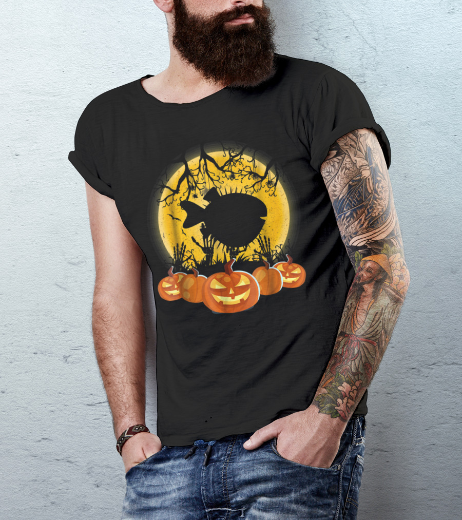 Puffer Fish Pumpkin Halloween Moon T-Shirt