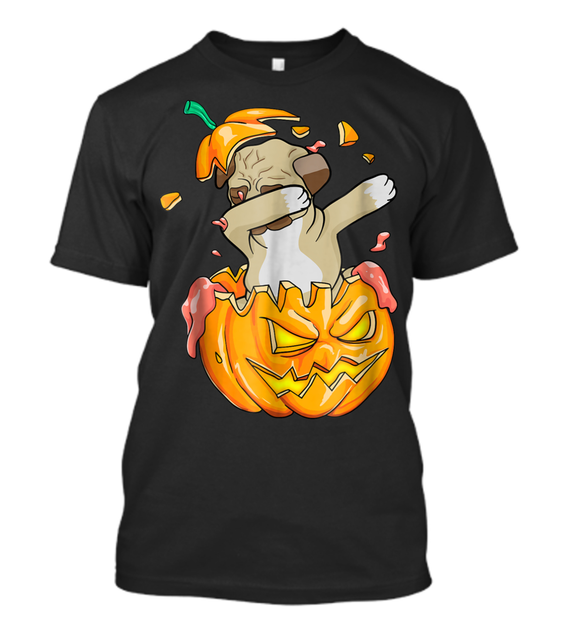 Pug Dabbing In Jack-o'-Lantern Halloween Pumpkin Dab Dance T-Shirt