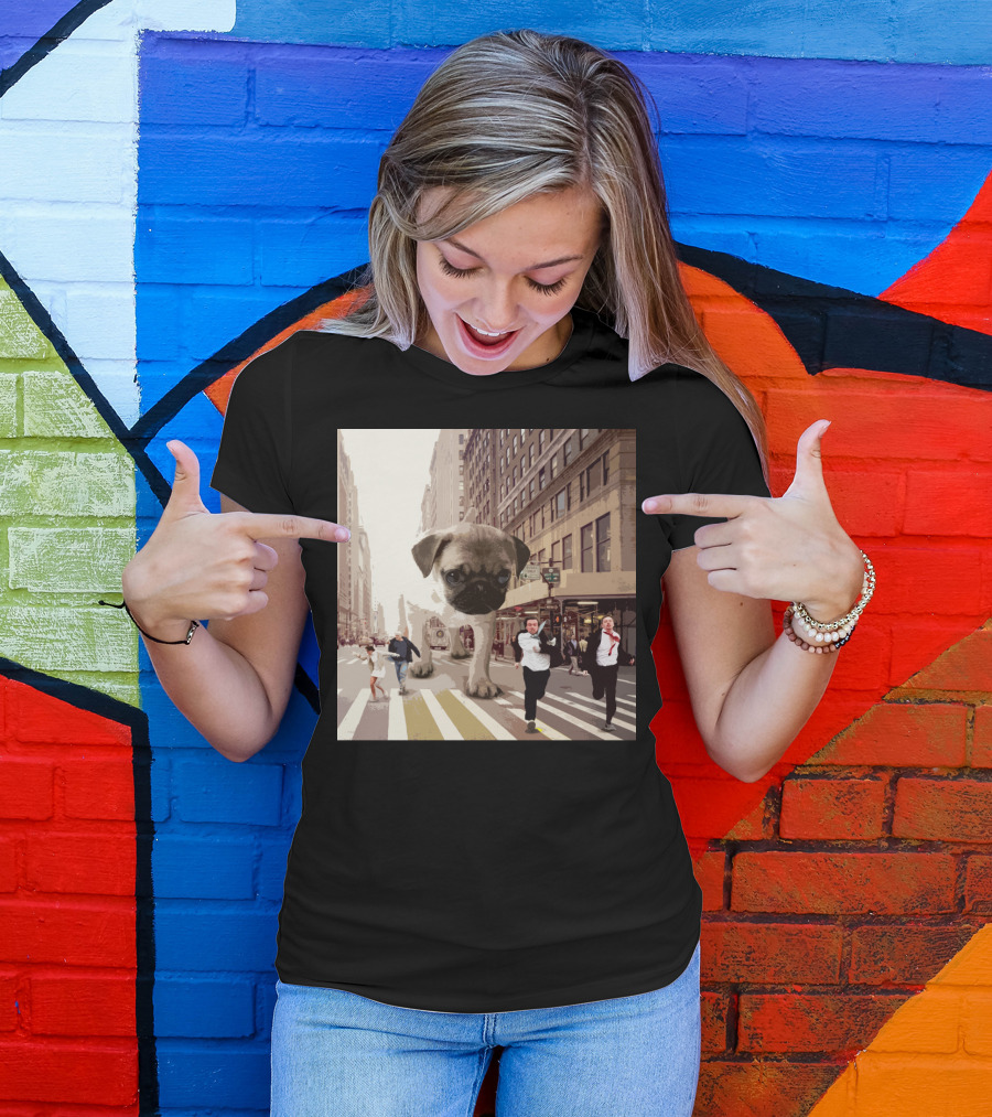 Pugzilla Funny Pug In Cityscape For Dog Lovers Fandom T-Shirt
