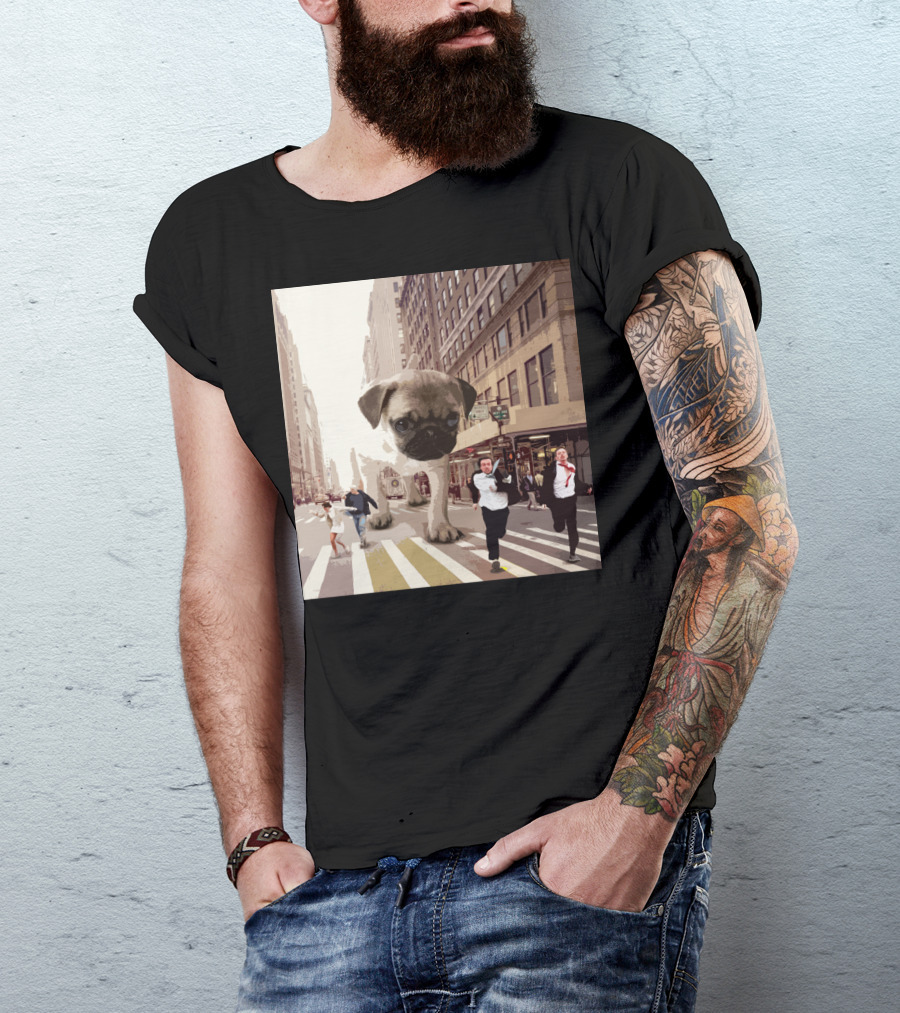 Pugzilla Funny Pug In Cityscape For Dog Lovers Fandom T-Shirt