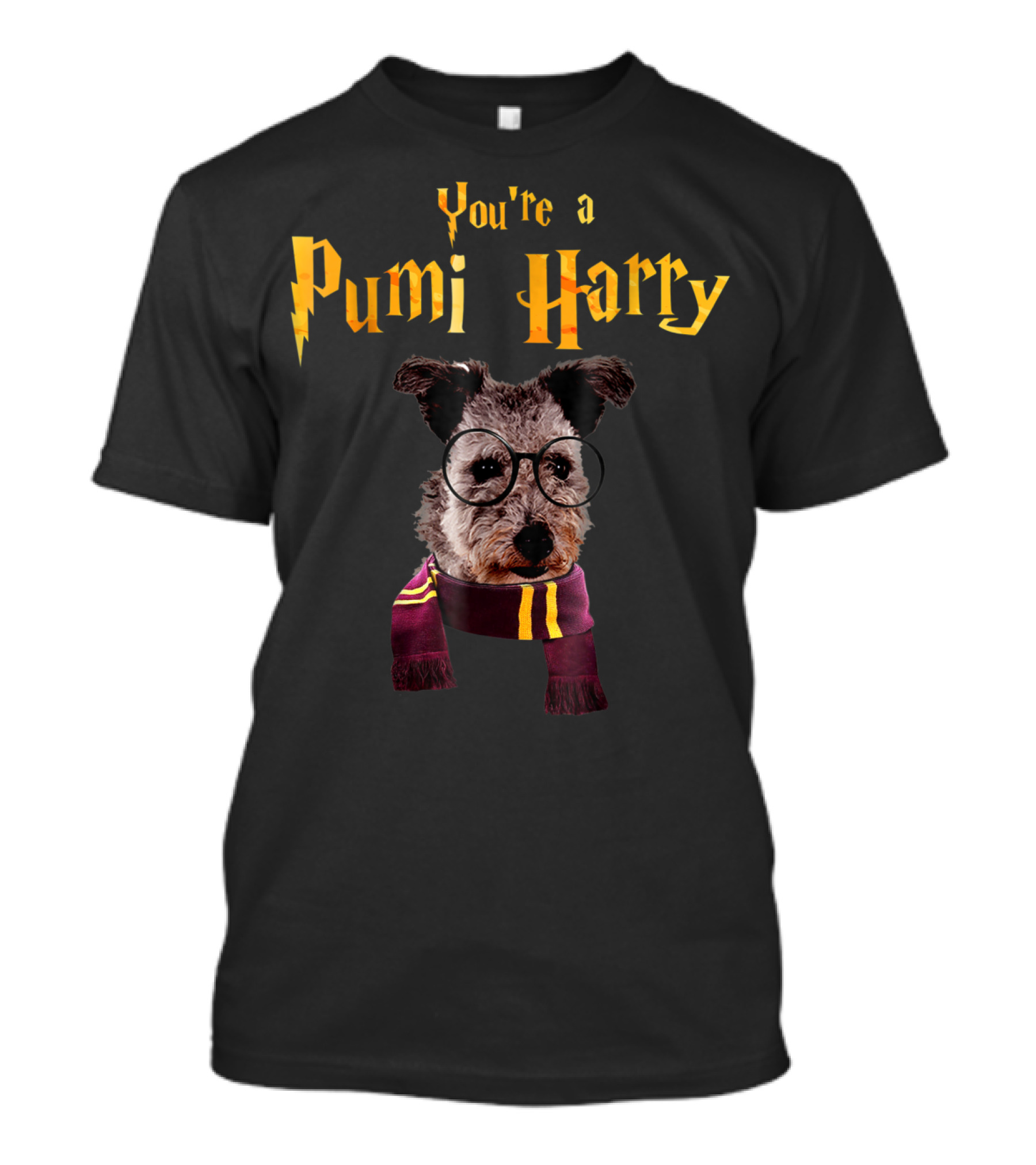 Pumi Dog You're A Pumi Harry Halloween Wizard Scarf Glasses T-Shirt