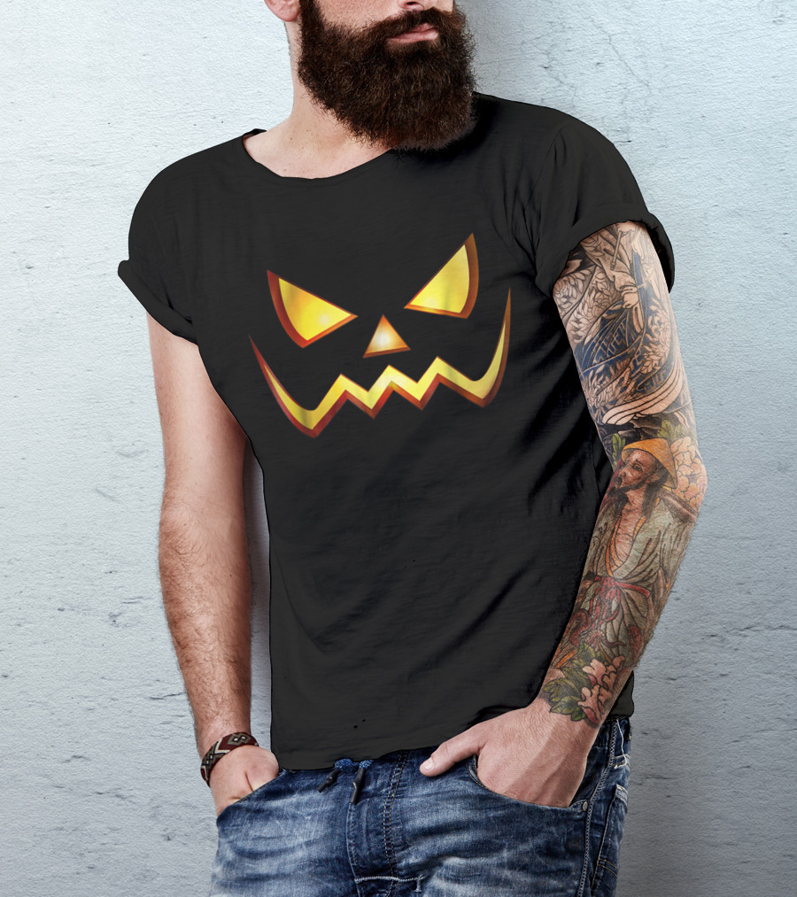 Pumpkin Cool Jackolantern Halloween Face T-Shirt