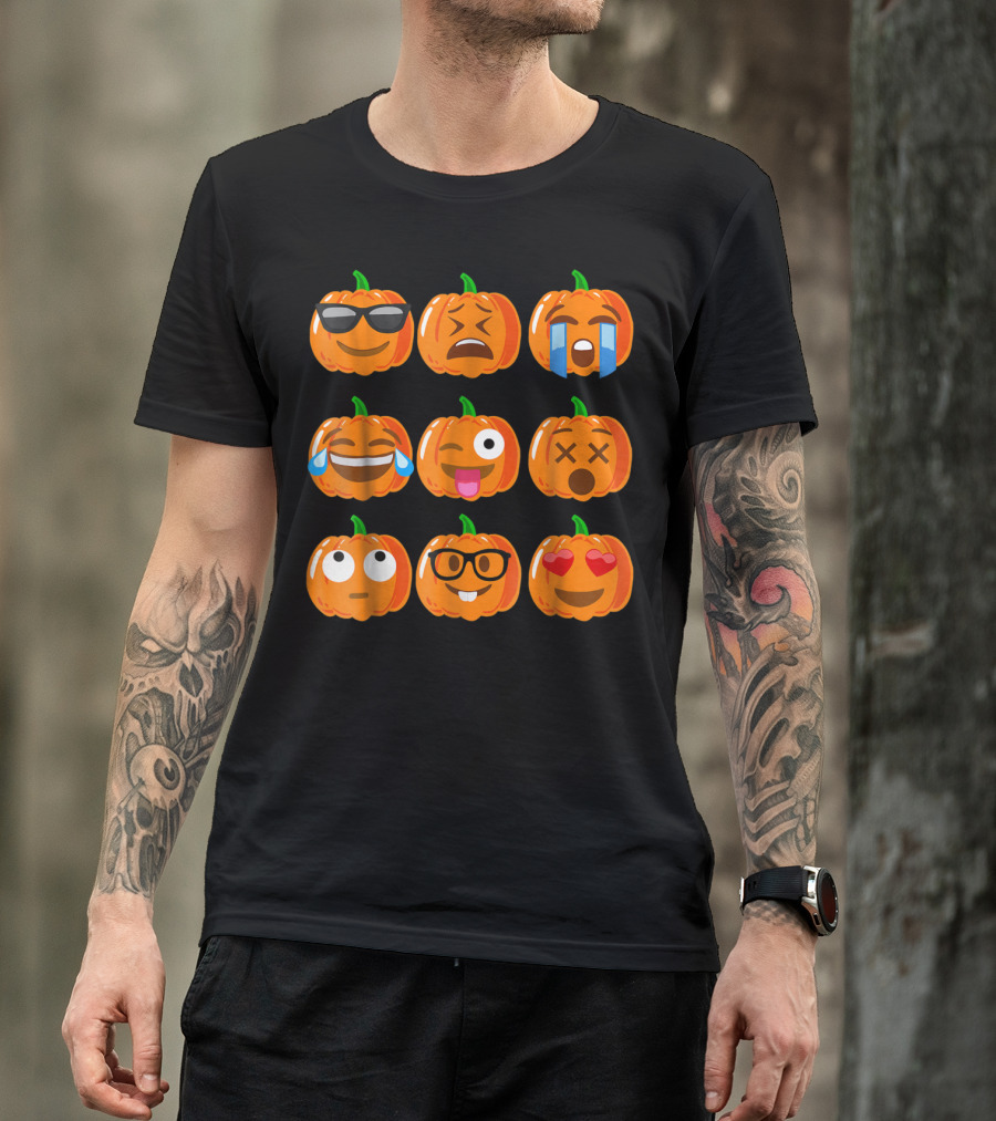 Pumpkin Emoji Faces Collection Mood Expressions T-Shirt