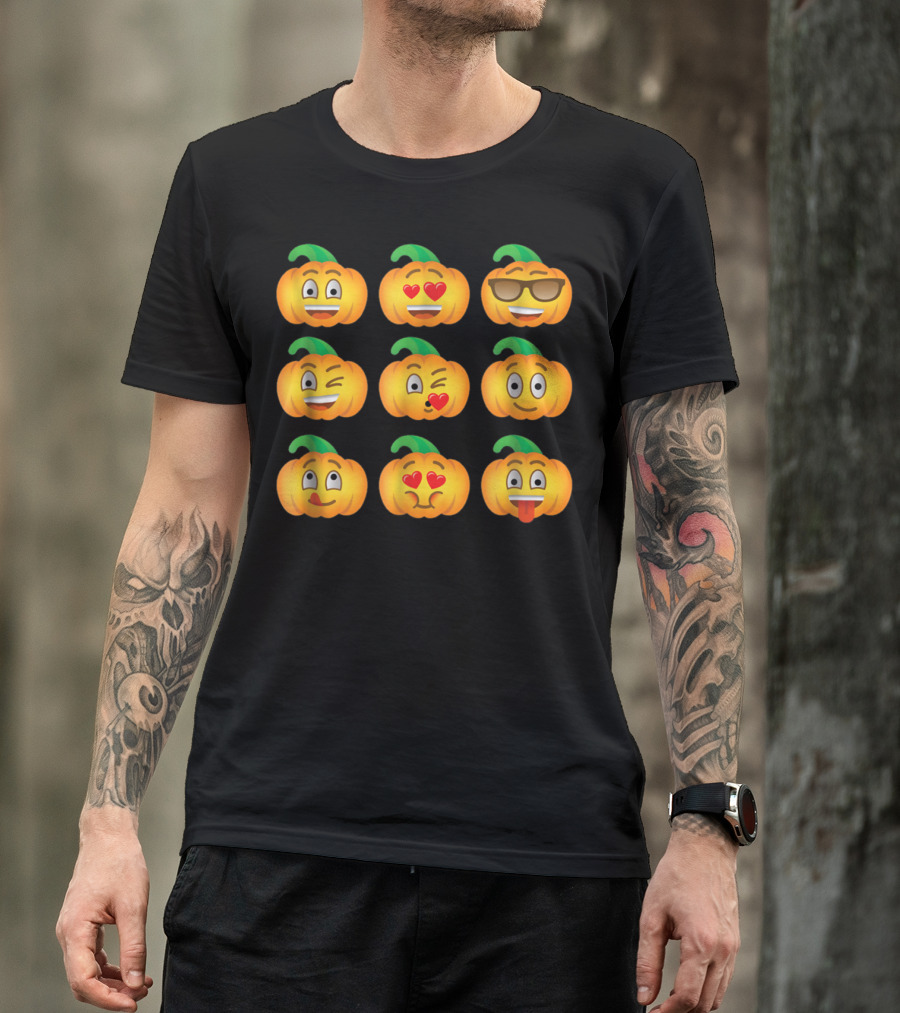 Pumpkin Emotions Halloween Fun Expressions T-Shirt