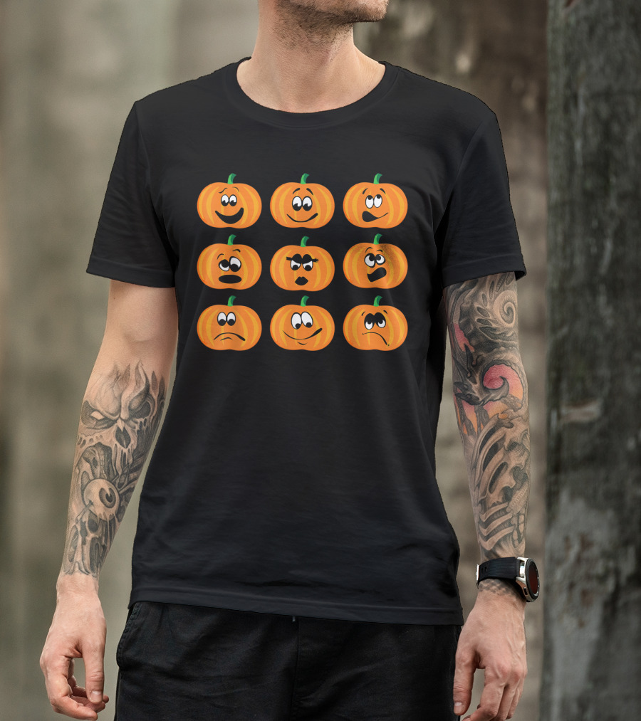 Pumpkin Halloween Funny Faced Pumpkins With Nine Different Expressions T-Shirt