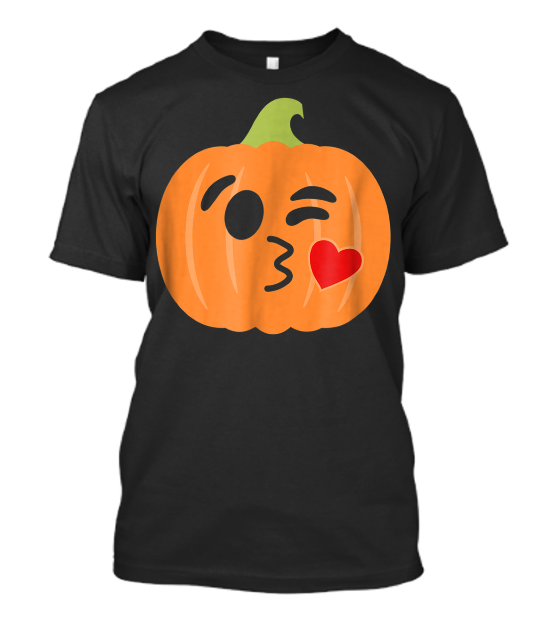 Pumpkin Jack O Lantern Winking Kiss Emoji Face T-Shirt