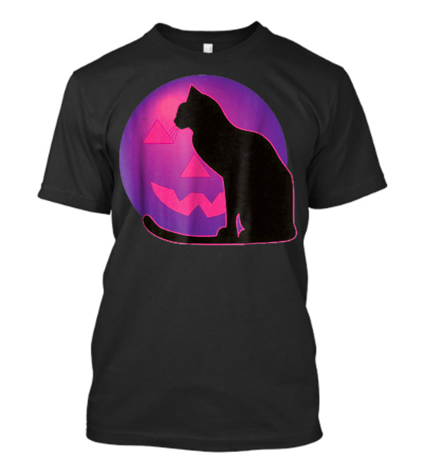 Pumpkin Moon Cat Silhouette Halloween Scene T-Shirt