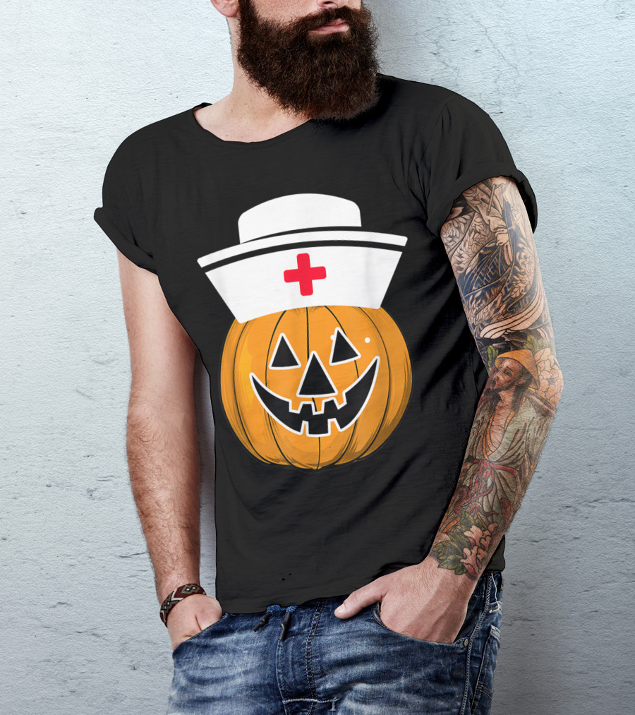 Pumpkin Nurse Halloween Funny Medical Jack O'Lantern T-Shirt