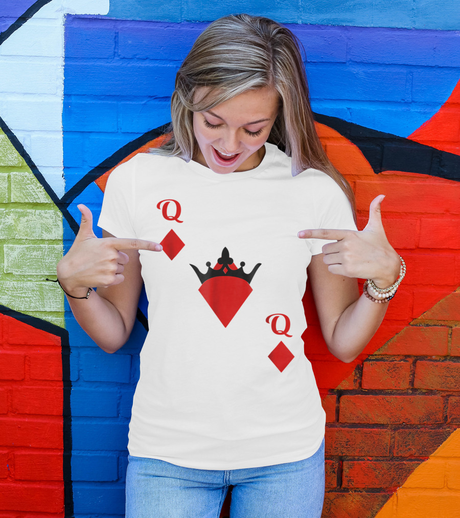 Queen Of Diamonds Crown Playing Card Costume Halloween T-Shirt