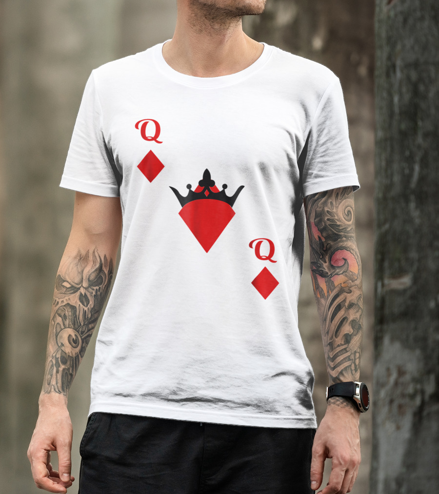 Queen Of Diamonds Crown Playing Card Costume Halloween T-Shirt