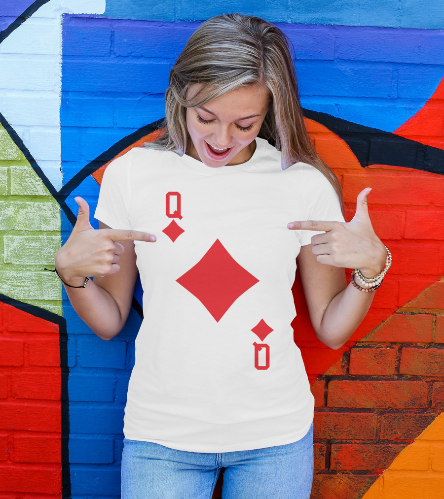 Queen Of Diamonds Card Symbol T-Shirt