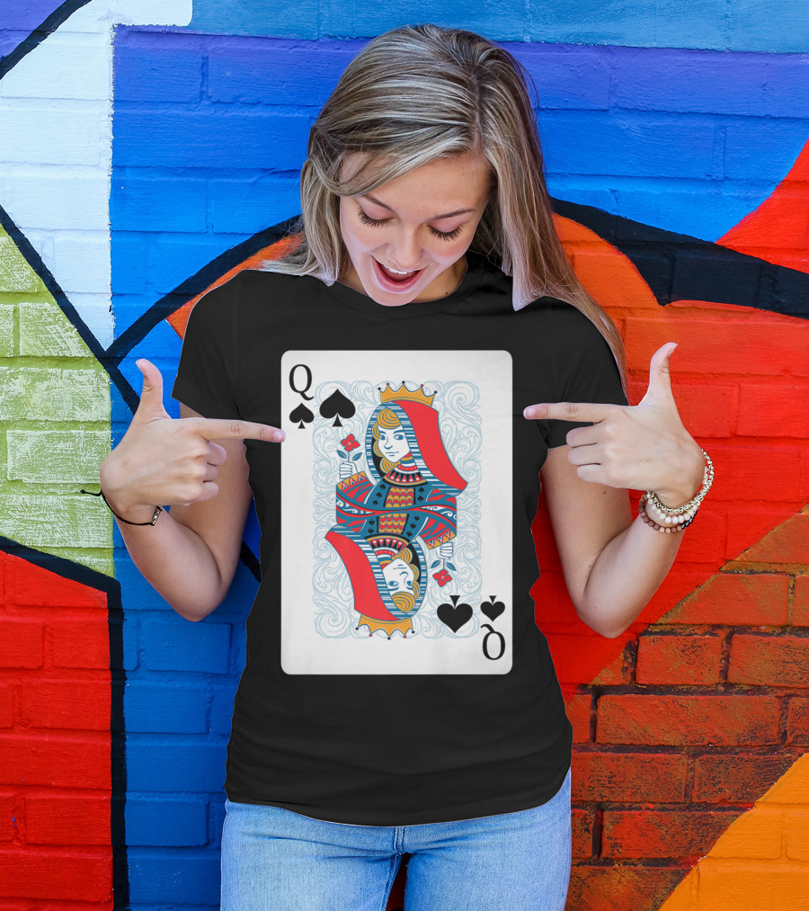 Queen Of Spades Playing Card Costume Poker T-Shirt