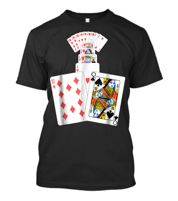 Queen Of Spades Hearts Playing Card Stack T-Shirt