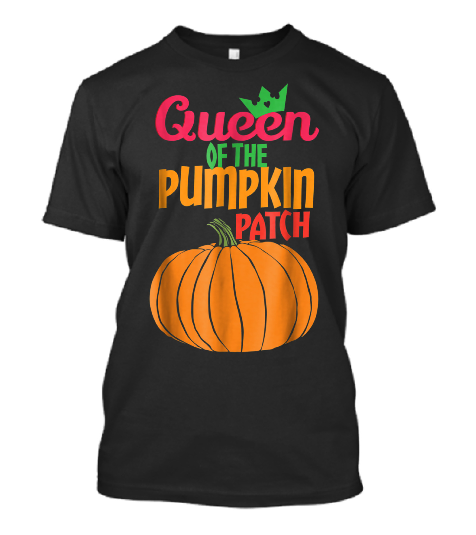 Queen Of The Pumpkin Patch Halloween Crown Orange Pumpkin T-Shirt
