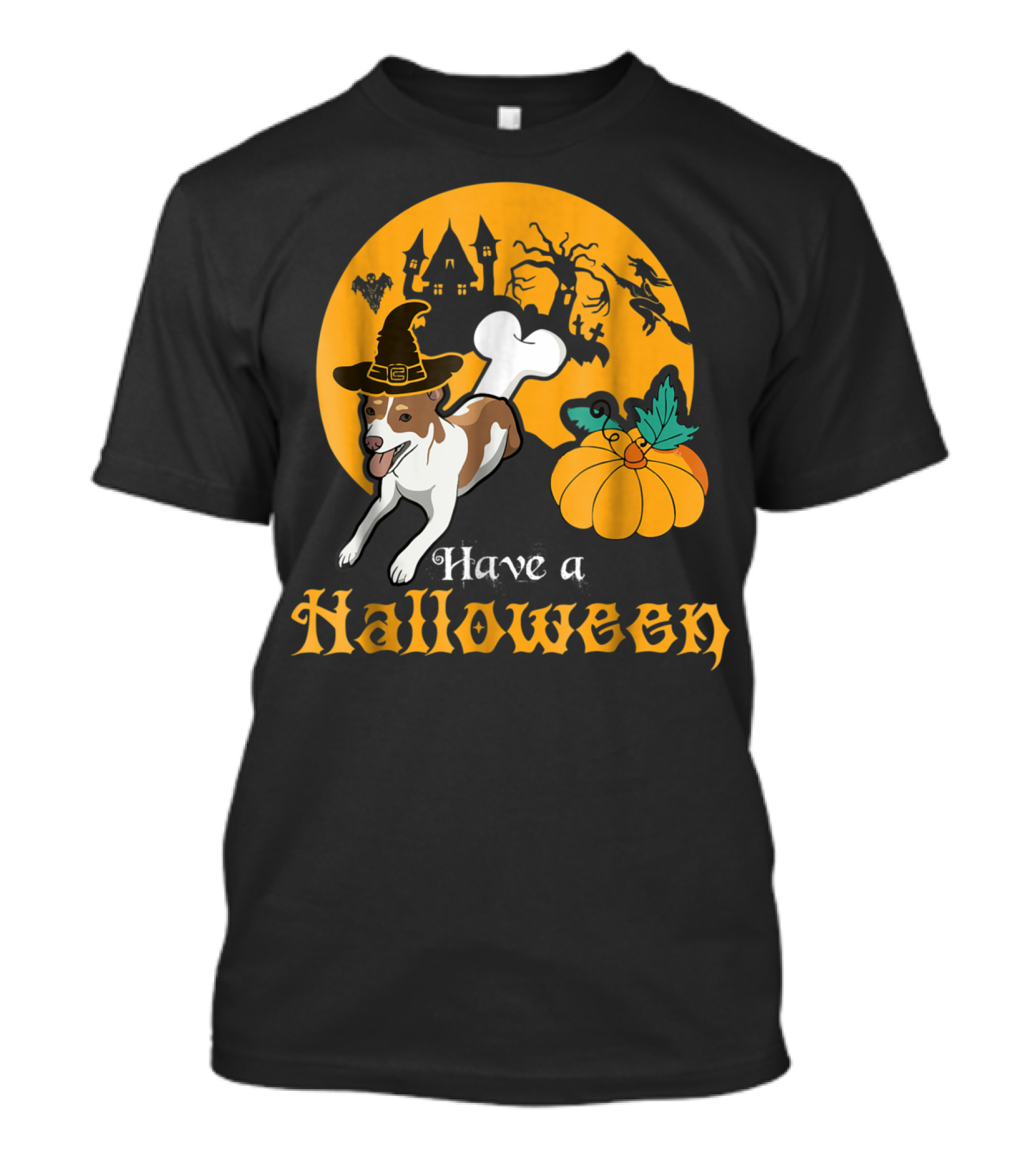 Have A Halloween Rat Terrier Dog Pumpkin Witch Hat T-Shirt