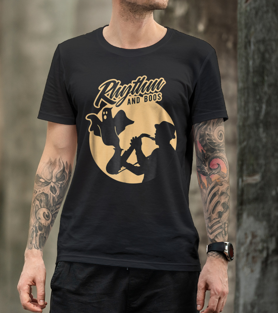 Rhythm And Boos Music Halloween Ghost Saxophone T-Shirt