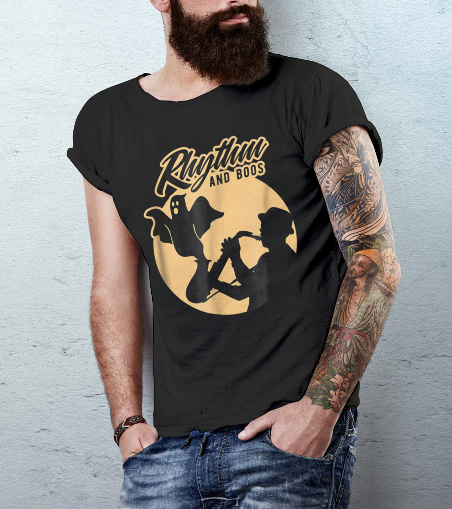 Rhythm And Boos Music Halloween Ghost Saxophone T-Shirt