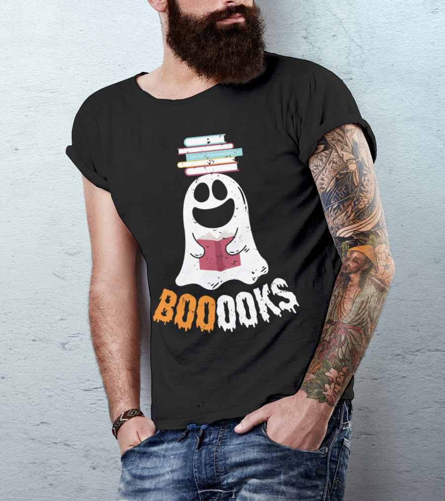 Reading Booooks Halloween Funny Ghost Book Reader T-Shirt