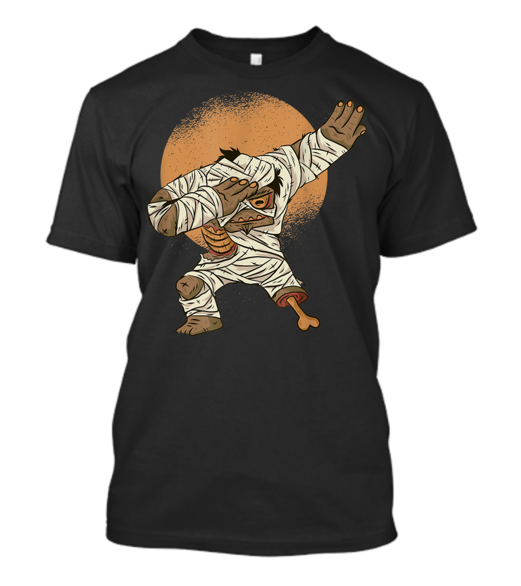 Retro Vintage Mummy Zombie Dab Dance Moon Background T-Shirt
