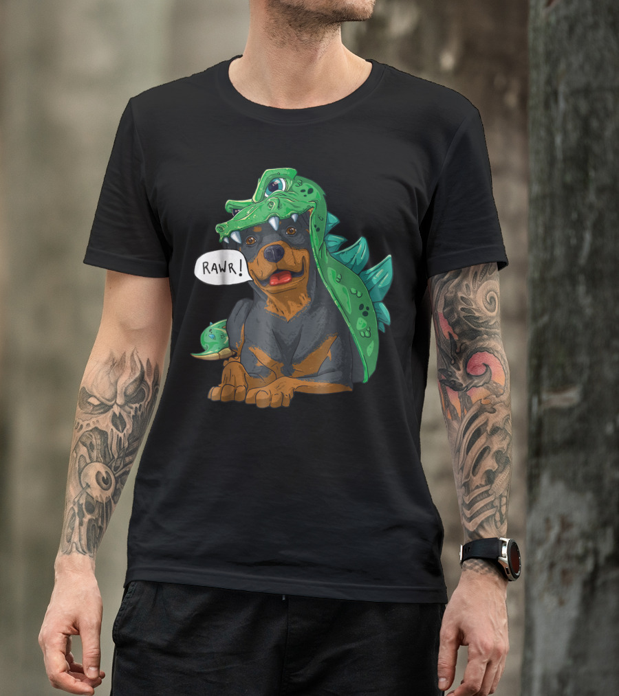 RAWR Rottweiler Dinosaur Dragon Costume T-Shirt