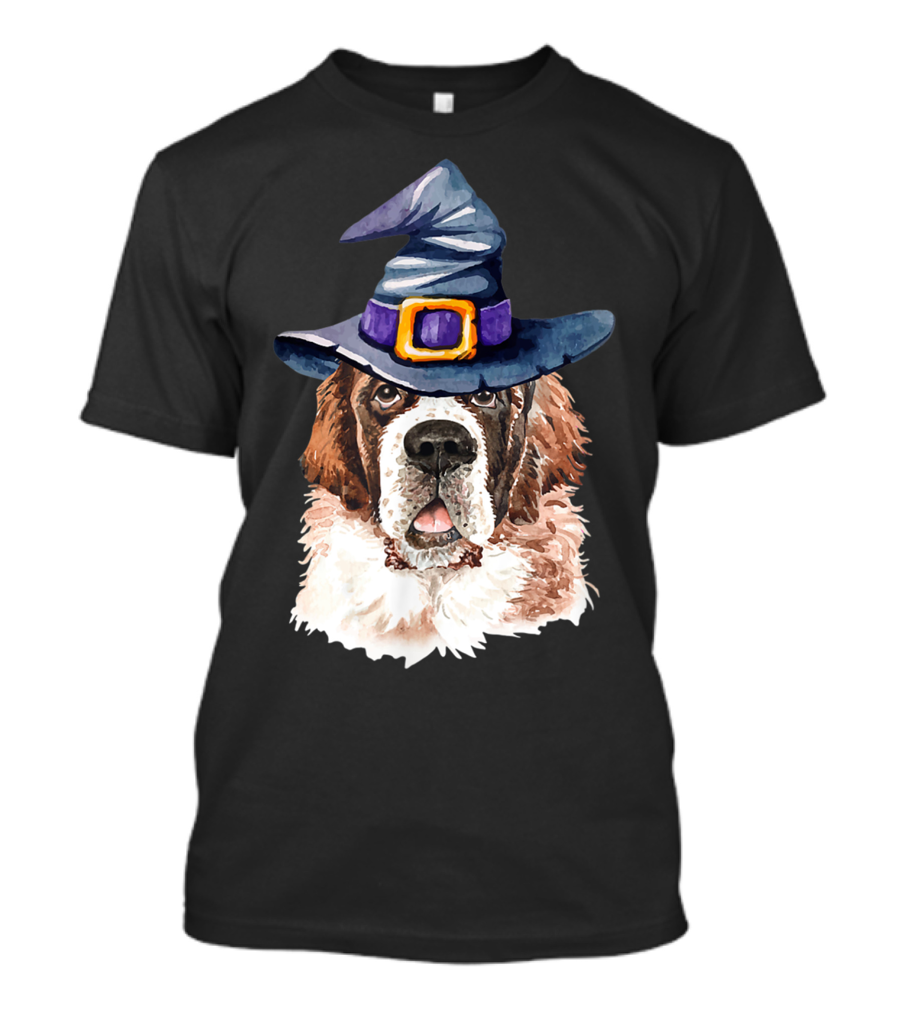 Saint Bernard Witch Hat Halloween Dog Lovers T-Shirt