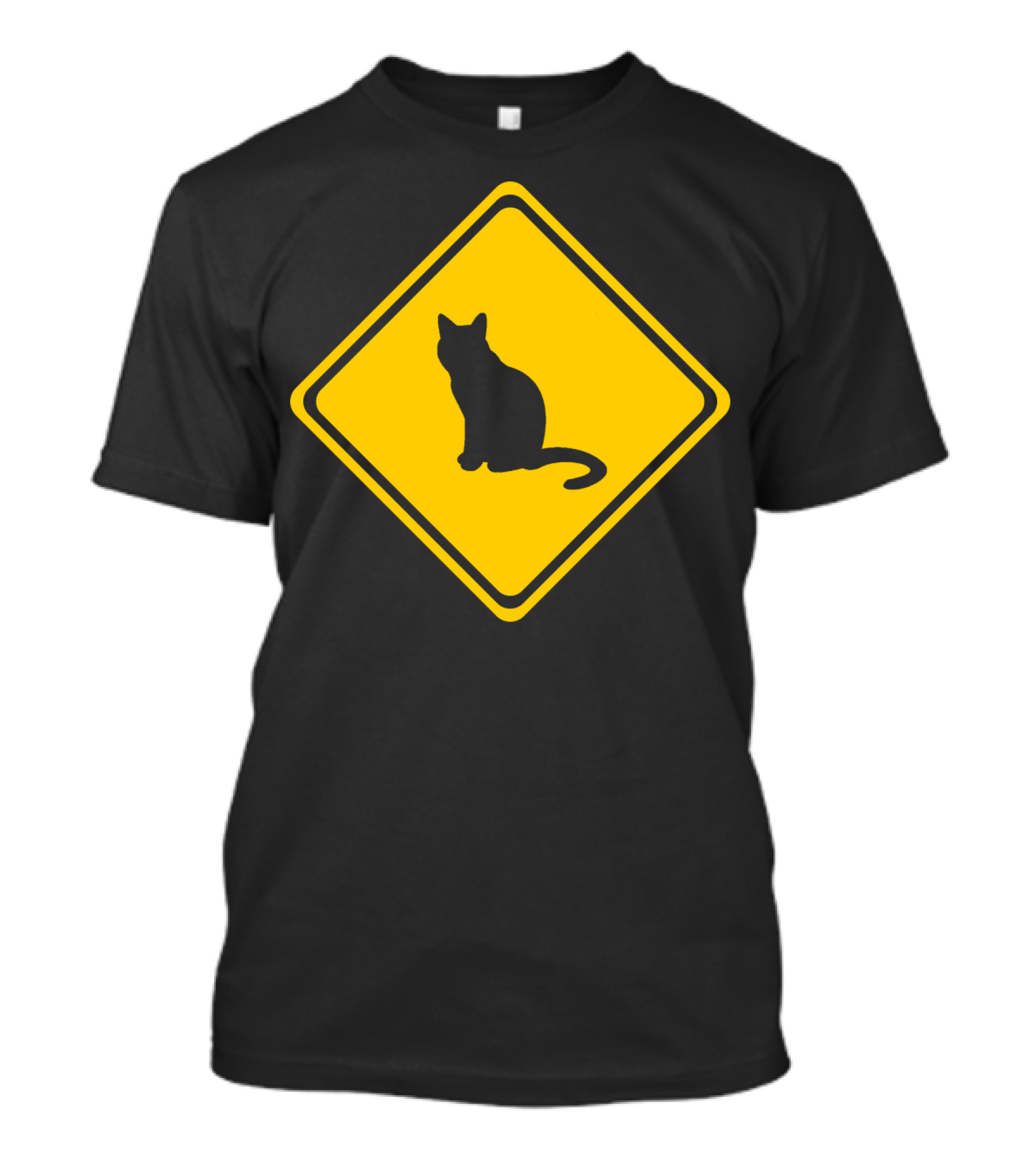 Salem Witch Halloween 90 Black Cat Crossing Sign T-Shirt