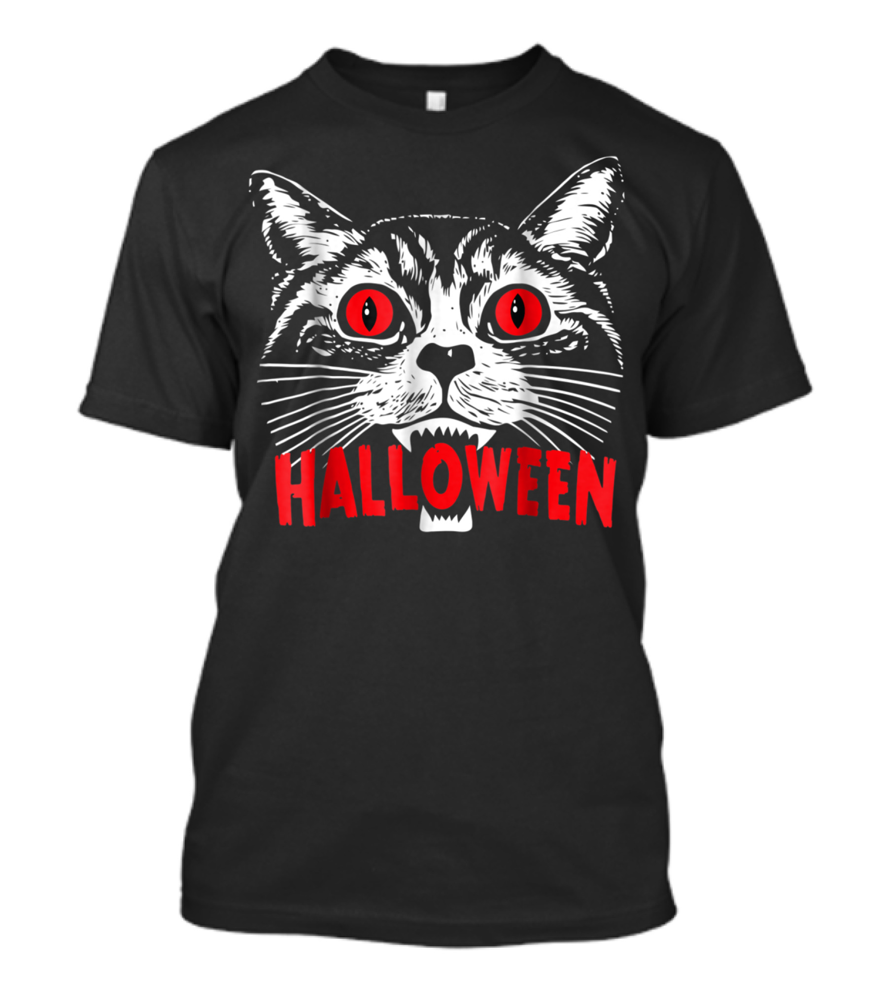 Satanic Cat Halloween Spooky Red Eyes Evil For Cat T-Shirt