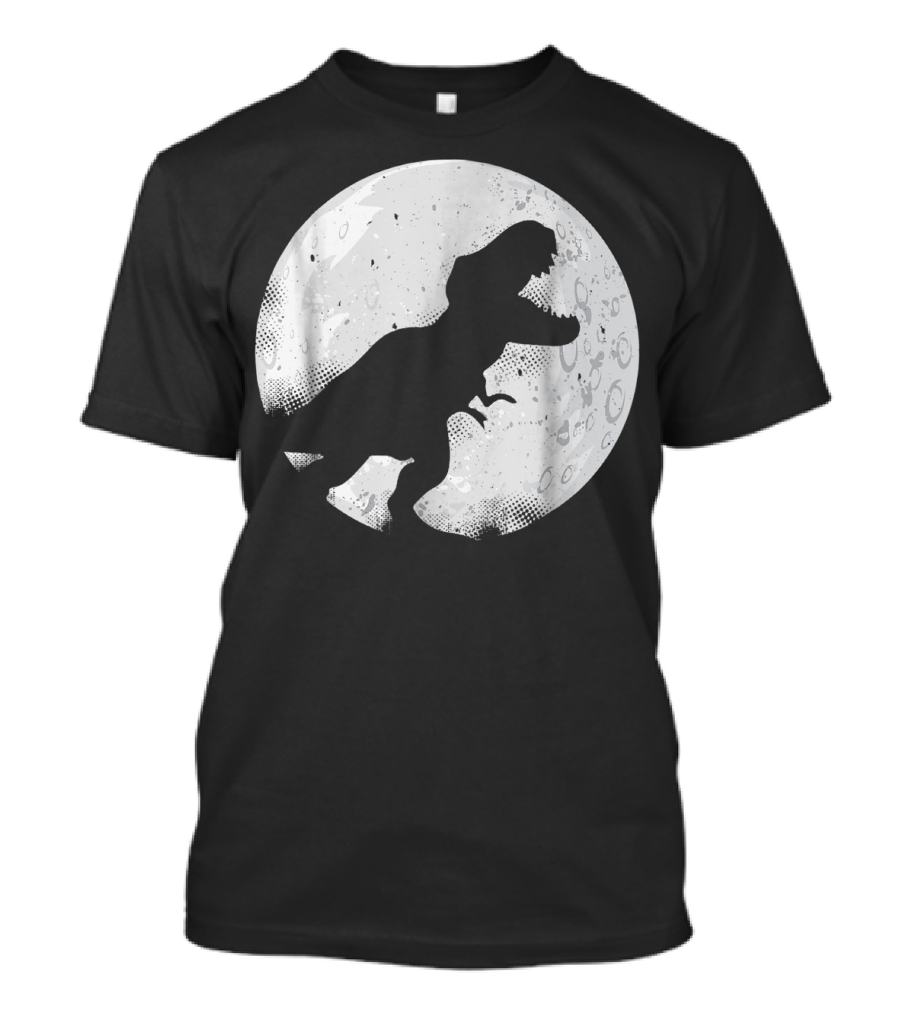 Saurus Rex Dinosaur Silhouette Against Moon Halloween T-Shirt