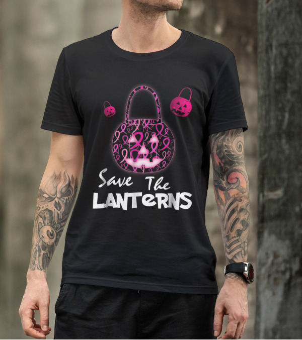 Save The Lanterns Pink Ribbon Breast Cancer Awareness Pumpkin T-Shirt