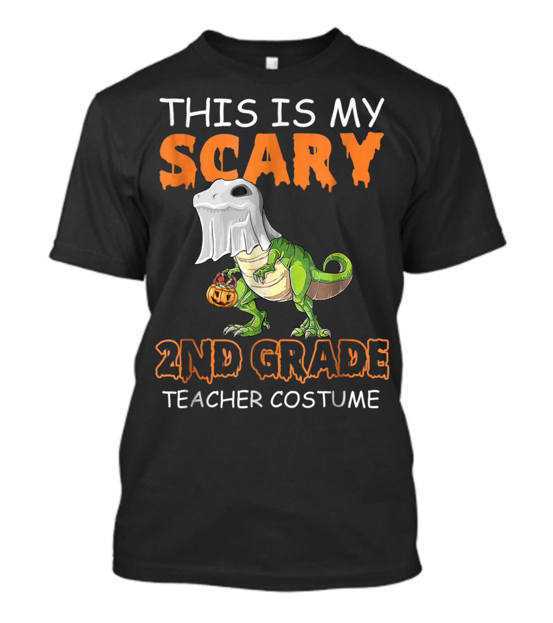 This Is My Scary 2nd Grade Teacher Costume Dinosaur Pumpkin T-Shirt