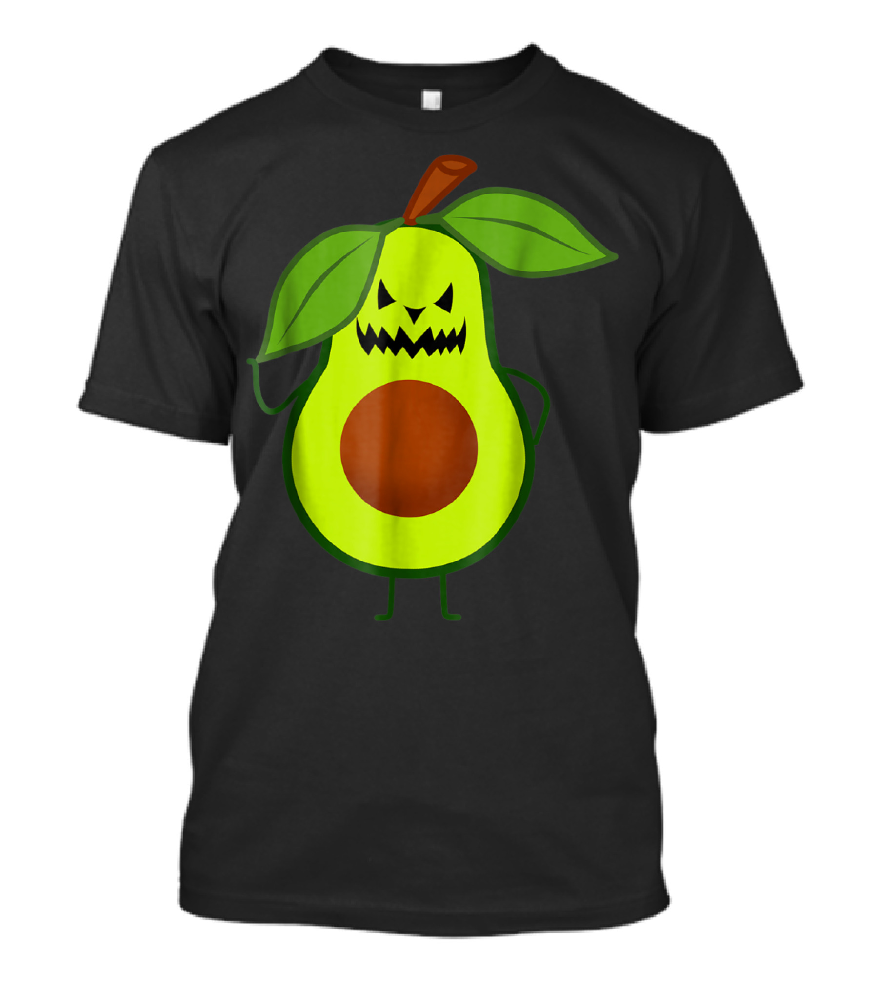 Scary Avocado Halloween Lazy Party Last Minute Pumpkin Face T-Shirt