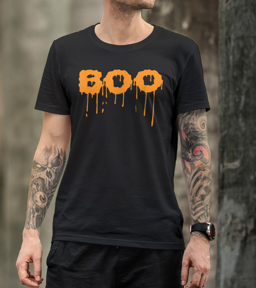 Boo Pumpkin Dripping Letters Halloween T-Shirt