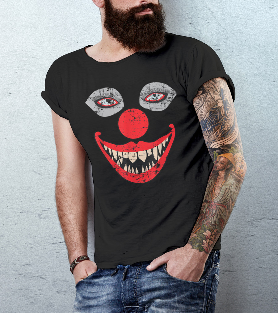 Scary Clown Face Weird Bizarre Creepy Grinning Mask T-Shirt