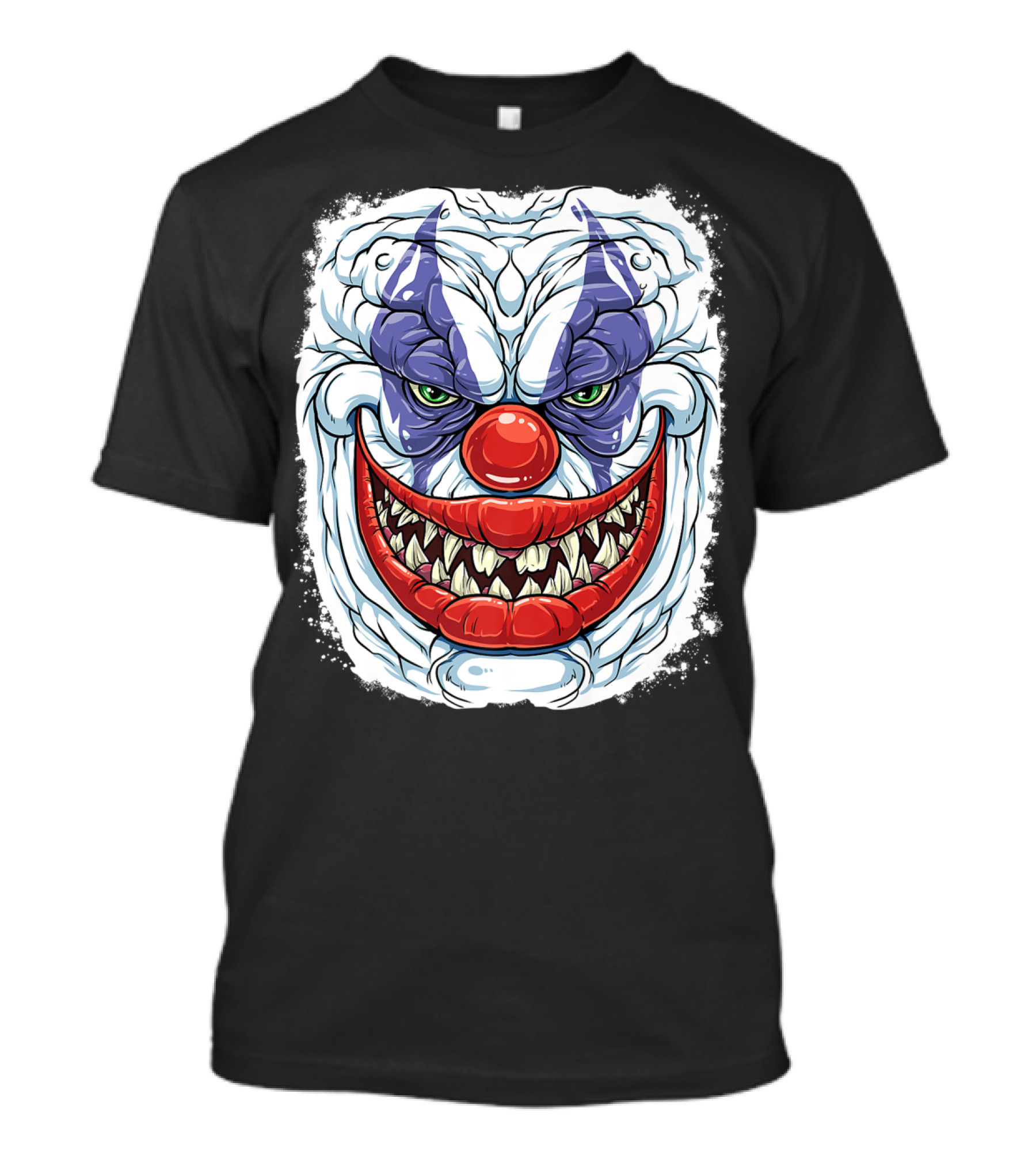 Scary Creepy Clown Evil Grinning Face With Menacing Teeth And Red Nose T-Shirt