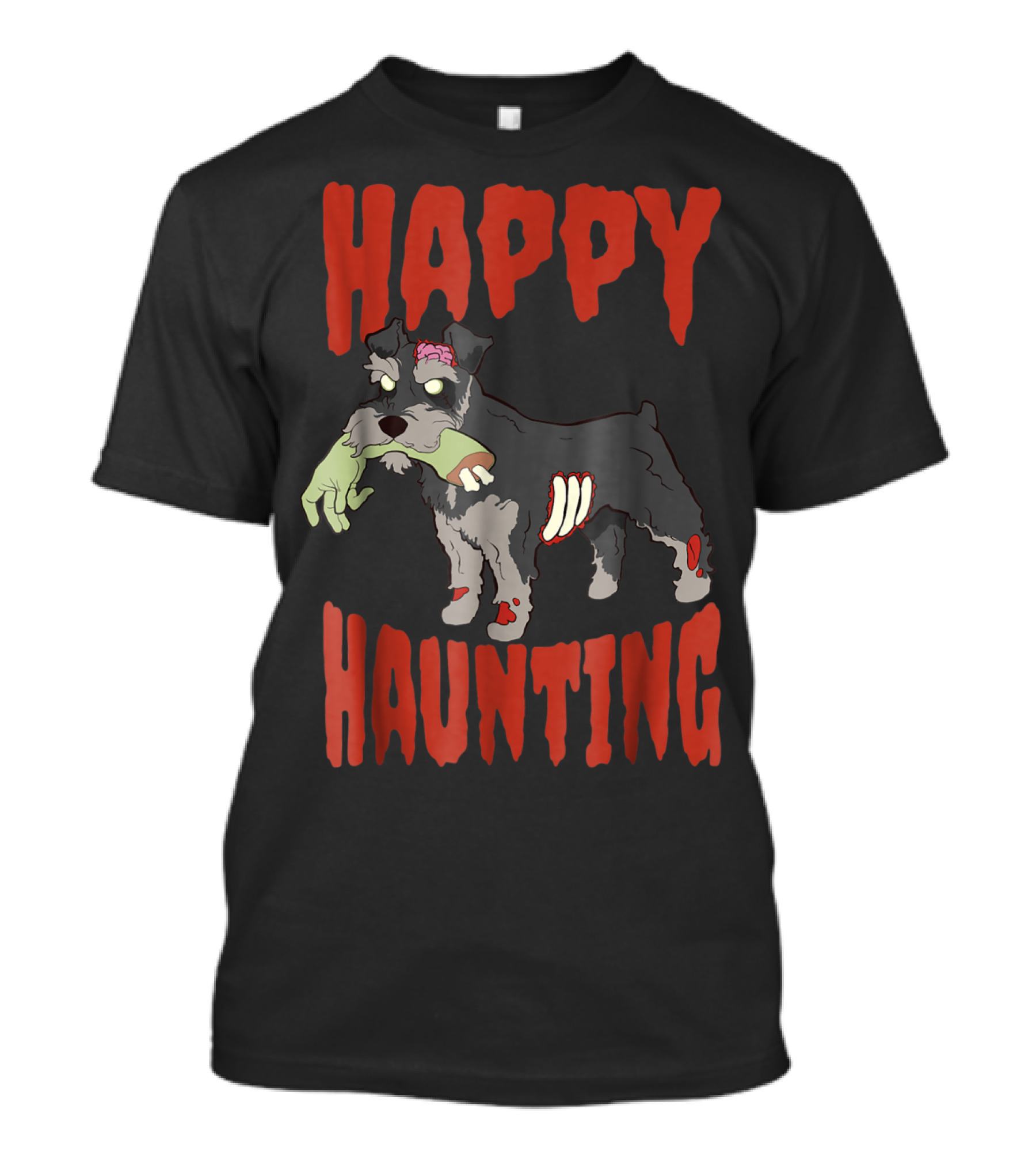 Schnauzer Happy Haunting Zombie Halloween Dog T-Shirt