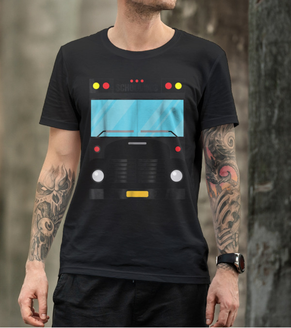School Bus Front View Illustration With Lights And Windows T-Shirt