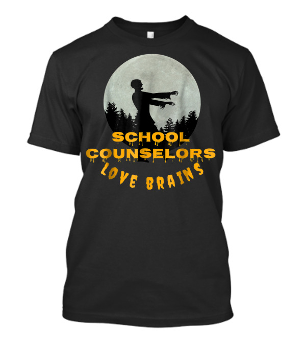 School Counselors Love Brains Zombie Full Moon Forest T-Shirt