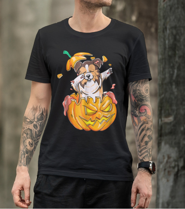 Sheltie Dabbing Halloween Funny Pumpkin Jack-O'-Lantern Dab T-Shirt